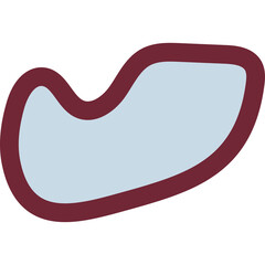 Abstract Organic Shape with Light Blue and Maroon Outline on Transparent Background Clean Graphic Element Minimalist Design