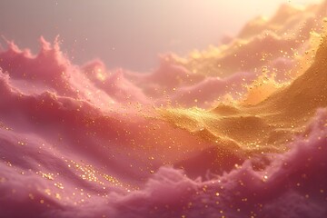 Abstract Pastel Pink and Gold Fluid Art Background