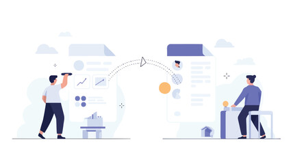 Abstract geometric illustration with overlapping shapes and vibrant color gradients suitable for digital design and branding