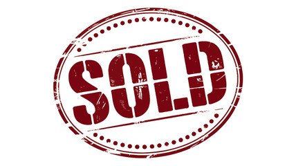 A red rubber stamp with the word 'SOLD' imprinted on a white background.