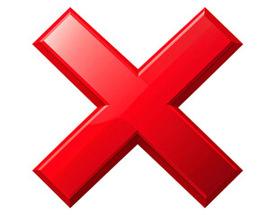 Obraz premium Bold Red Cross Mark Icon Isolated on Transparent Background – PNG Symbol