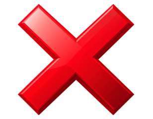 Bold Red Cross Mark Icon Isolated on Transparent Background – PNG Symbol