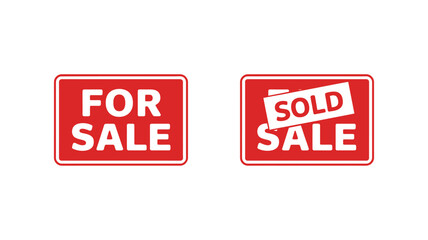 A 'For Sale' sign is shown next to a 'Sold' sign on a white background.