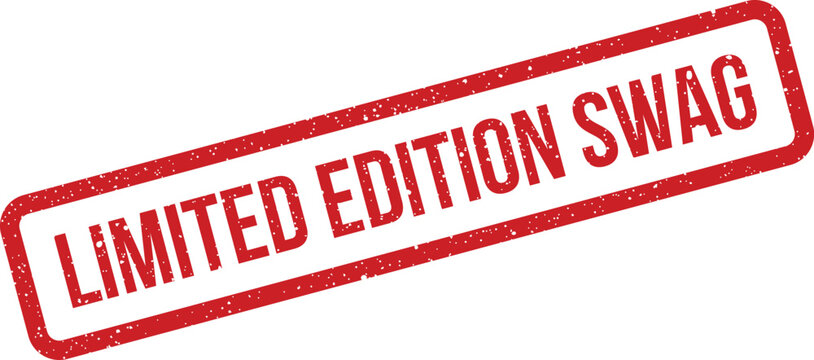 Distressed rectangular stamp featuring the phrase Limited Edition Swag for promotional merchandise