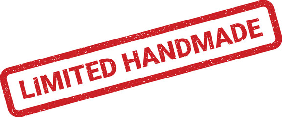 Distressed rectangular stamp with LIMITED HANDMADE text, perfect for marking artisanal goods and exclusive handcrafted items