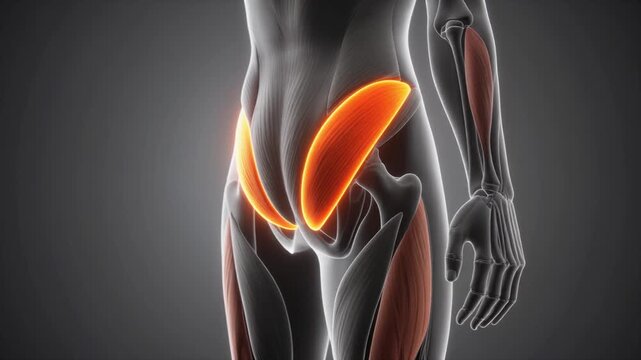 Gluteus Maximus and Hamstring Muscles Anatomy 3D Medical Render