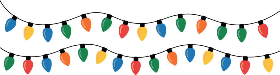 Colorful Christmas String Lights Garland Vector Bulbs Decoration