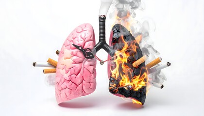 Smoking destroys lungs powerful awareness artwork concept high resolution image