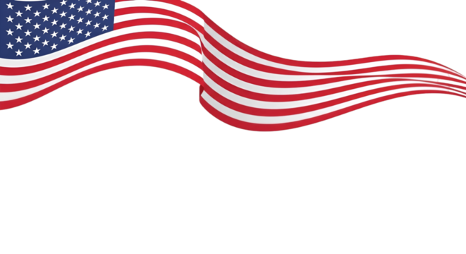 American Flag Banner Wave on Black Background usa flag - Powered by Adobe