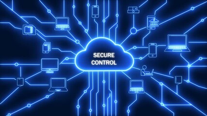 Strategy Network Connection Digital Marketing Concept. Cloud SECURE CONTROL security ensuring data protection and seamless connectivity in a modern digital network infrastructure - Powered by Adobe