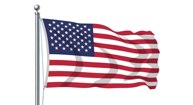 Animated American Flag Waving on Pole Transparent Background - Powered by Adobe