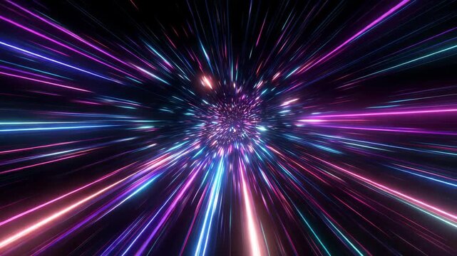 Abstract hyper speed background with light trails warp speed effect suitable for science fiction or futuristic projects