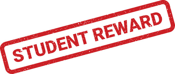 Distressed red rubber stamp featuring STUDENT REWARD text, symbolizing academic achievement or recognition