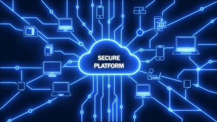 Strategy Network Connection Digital Marketing Concept. Cloud SECURE PLATFORM security ensuring data protection and seamless connectivity in a modern digital network infrastructure - Powered by Adobe