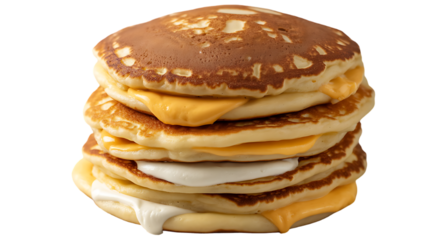 Pancake stack with cheese and cream