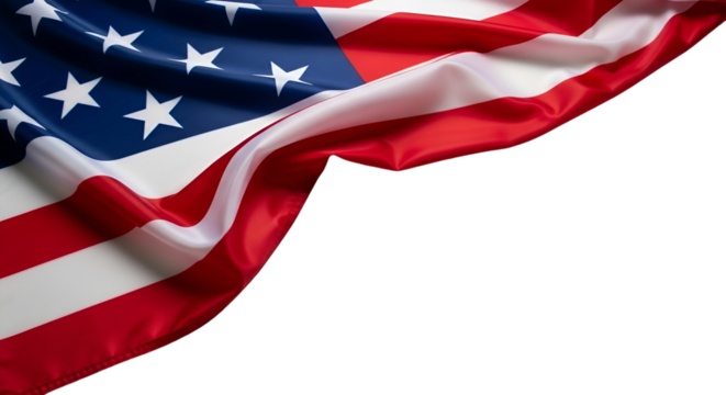 Close-up of a Waving American Flag Fabric on Black
