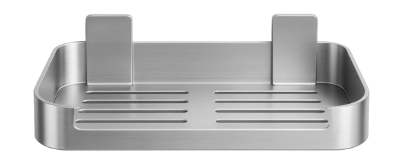 Rust-proof aluminum shower shelf with a sleek, modern design for contemporary bathrooms.