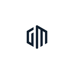hexagonal G M letter logo