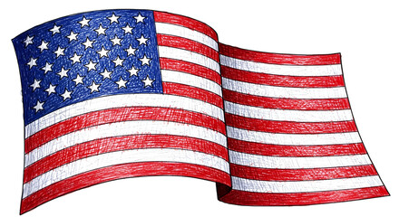 Hand Drawn American Flag Waving whisk 7b4a49564efae41a70f4ede7eb3cfeacdr