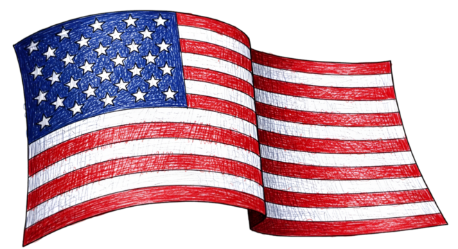 Hand Drawn American Flag Waving whisk 7b4a49564efae41a70f4ede7eb3cfeacdr