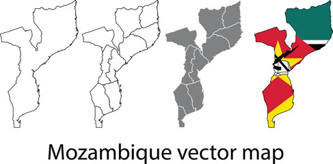 Mozambique   vector map on isolated white background