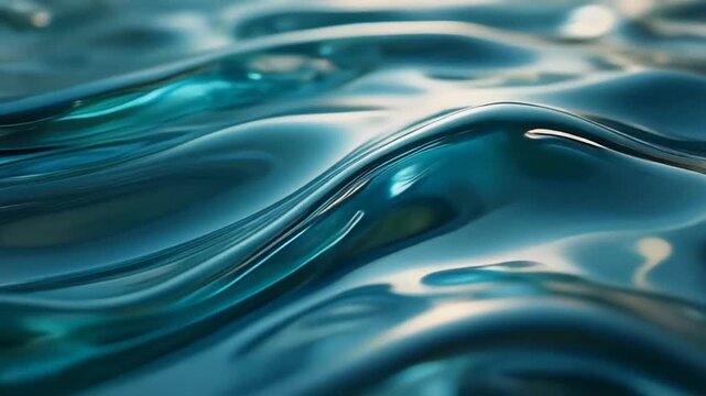 Captivating close-up of dynamic water waves with a vibrant teal and blue hue, showcasing fluid motion and abstract reflections, creating a serene and modern texture