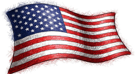Hand- Drawn Style American Flag with Jagged Edges USA flag