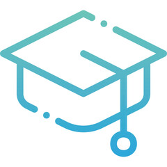 Graduation Cap Icon With Tassel On Transparent Background Representing Education And Achievement In A Clean Modern Style With Blue Green Gradient