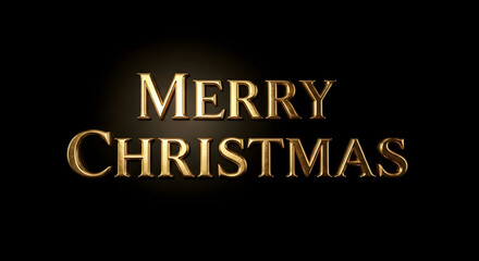 Obraz premium Luxurious gold “Merry Christmas” text on a dramatic dark background. Metallic textures and soft spotlighting create an elegant and premium holiday look.