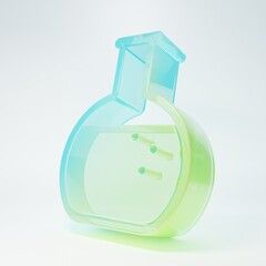 Frosted glass Test tube and flask - chemical laboratory test icon isolated on white background. Minimalism concept. 3D render illustration