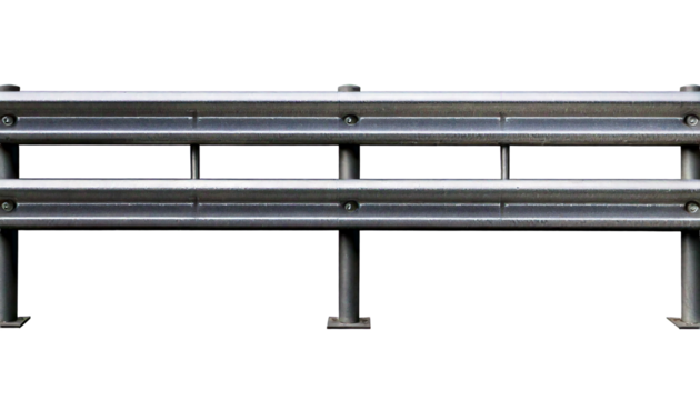  Stainless steel highway guardrail isolated on white background PNG