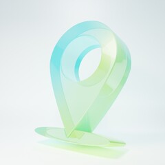 Frosted glass Map pin icon isolated on white background. Navigation, pointer, location, map, gps,...