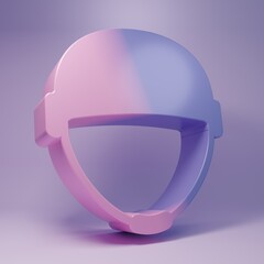 Fototapeta premium Purple Military helmet icon isolated on purple background. Army hat symbol of defense and protect. Protective hat. Minimalism concept. 3D render illustration