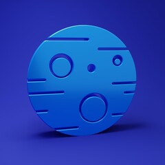 Blue Planet Mars icon isolated on blue background. Minimalism concept. 3D render illustration