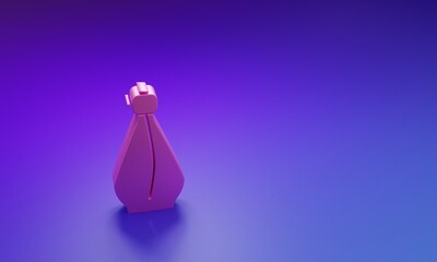 Pink Perfume icon isolated on purple-blue background. Minimalism concept. 3D render illustration