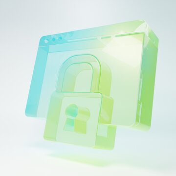 Frosted glass Secure your site with HTTPS, SSL icon isolated on white background. Internet communication protocol. Minimalism concept. 3D render illustration