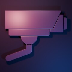 Purple Security camera icon isolated on purple-blue background. Minimalism concept. 3D render illustration