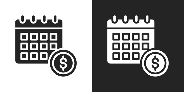calendar Icon In Black And White Glyph Style