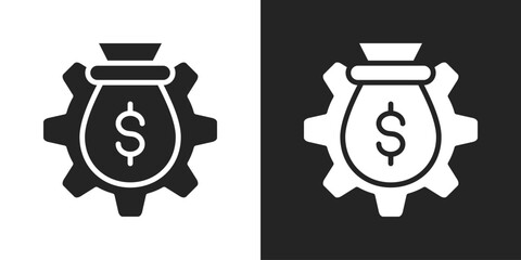money bag Icon In Black And White Glyph Style