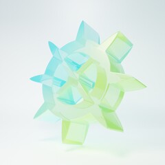 Frosted glass Bicycle sprocket crank icon isolated on white background. Minimalism concept. 3D render illustration