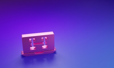 Pink Hardware diagnostics condition of car icon isolated on purple-blue background. Car service and repair parts. Minimalism concept. 3D render illustration