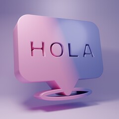 Purple Hola icon isolated on purple background. Minimalism concept. 3D render illustration © vector_v