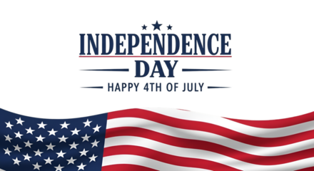 Independence Day Message with Waving American Flag