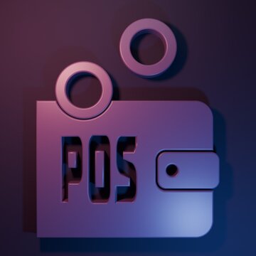 Purple Proof of stake icon isolated on purple-blue background. Cryptocurrency economy and finance collection. Minimalism concept. 3D render illustration