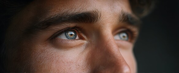 medium shot of a persons thoughtful eyes filled with quiet longing gazing afar