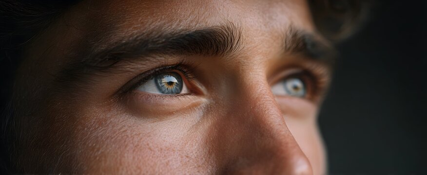 medium shot of a persons thoughtful eyes filled with quiet longing gazing afar