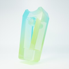 Frosted glass Nail cutter icon isolated on white background. Nail clipper. Minimalism concept. 3D render illustration