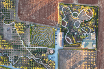 Drone view of Botanical Park in Avgorou, Cyprus