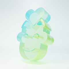 Frosted glass Volunteer icon isolated on white background. Minimalism concept. 3D render illustration