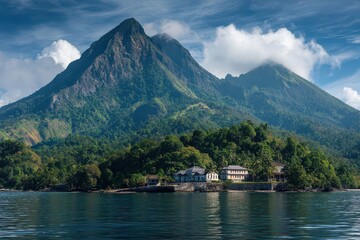 Banda Neira Islands: Majestic Landscape of Mountains and Crystal Clear Waters in the Banda Sea, Maluku, Indonesia